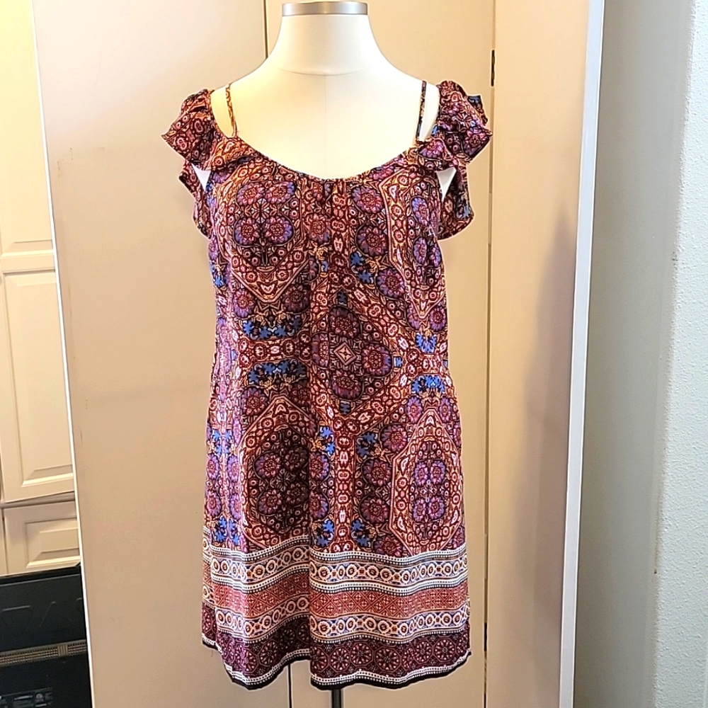 Adorable Spaghetti Strap Cold Shoulder Multi Design Dress